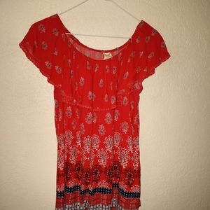 Faded Glory Women's Blouse Boho Ruffle Tunic Peasant Size Small S